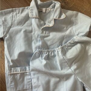 Blue and White Stripe Boys Pajama Short Set by Sweet Dreams